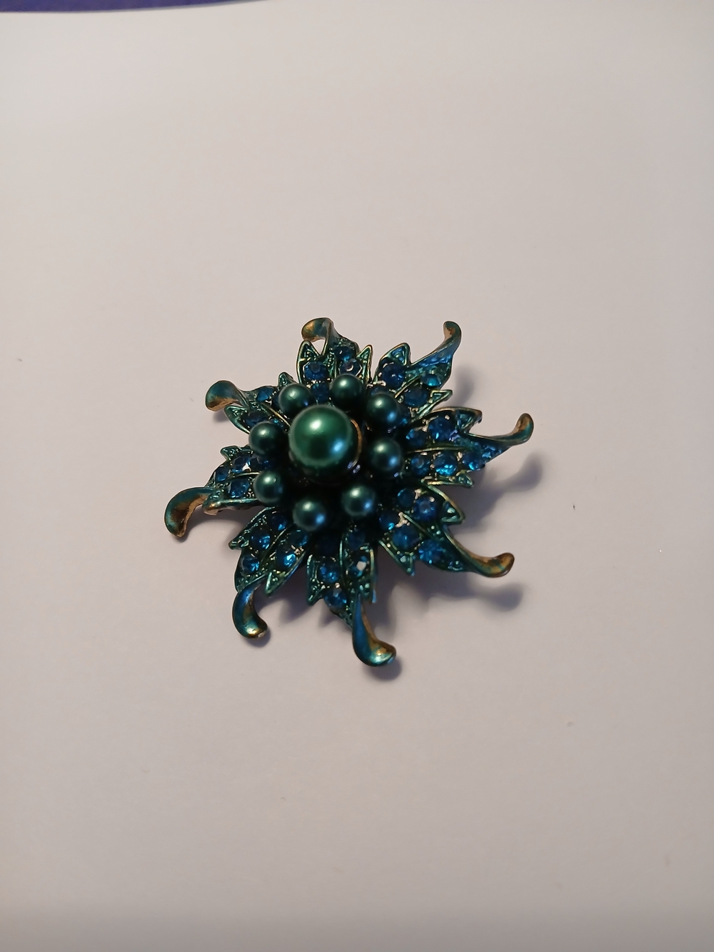 Teal Floral Burst Brooch - Elegant Women's Accessory